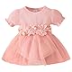 JiAmy Kleinkind Baby Mädchen Kleid Blume Stickerei Tüllkleid Neugeborene Kurzarm Strampler Frühling Sommer Kleidung Prinzessin Kleider für Mädchen 6-9 Monate Rosa