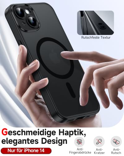 LeYi Handyhülle für iPhone 14 Hülle für Magsafe mit 2X Panzerglas-Schwarz – Ansicht 3