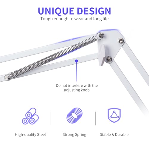Bras de microphone réglable blanc compatible PM1 support de table podcast - 6
