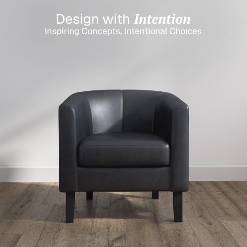 Image of BELLEZE Accent Barrel Chair Set of 2, Linen Round Chair Club Tub Sofa Corner Chair with Flared Legs and Cozy Soft Padding for Living Room Bedroom Waiting Room - Brown