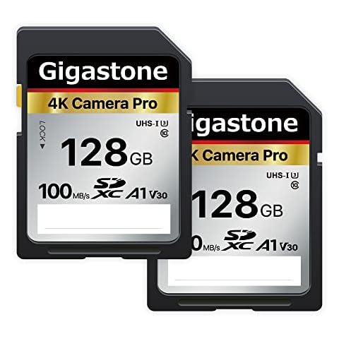 Gigastone 4K Kamera Pro 128GB SDXC Speicherkarte 2er-Pack mit bis zu 100 MB/Sek. für Digitalkameras Canon Sony Nikon Olympus Cover