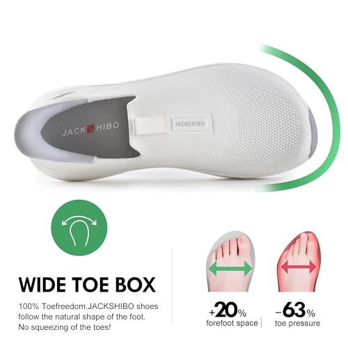 JACKSHIBO Women's Wide Toe Box Slip in Free up Hands Shoes Arch Support Orthopedic Plantar Fasciitis Slip On Walking Sneakers with Metatarsal Pad4