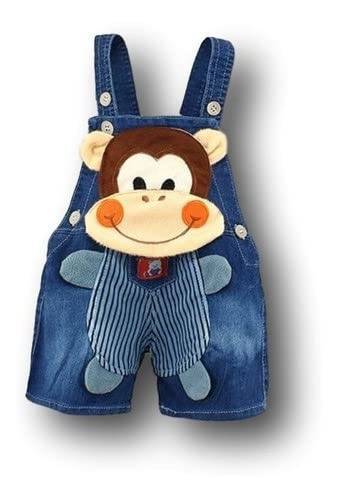 Roupas De Bebê Jardineira Brim Jeans Cachorrinho Infantil