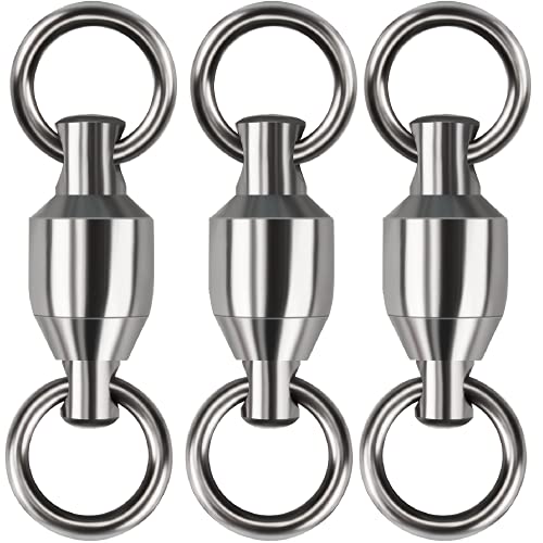 Fishing Swivel, Ball Bearing Swivels, High Strength Stainless Steel Welding Rings Fishing Accessories for Lure Kit Fly Leaders Catfish Tackle Walleye Jigs (Test 65 Pound)