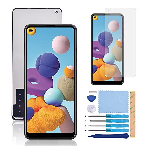 Compatible Samsung Galaxy A21 Screen Replacement, XR MARKET LCD Display Touch Digitizer Screen Assembly Part for A21 2020 6.5 Inch SM-A215U SM-A215U1 with Tools(Black NO Frame)