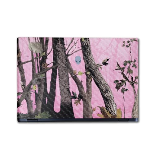 Image of Carbon Fiber Laptop Skin Compatible with Alienware M16 R2 (2024) - Pink Tree Camo - Premium 3M Vinyl Protective Wrap Decal Cover - Easy to Apply | Crafted in The USA by MightySkins