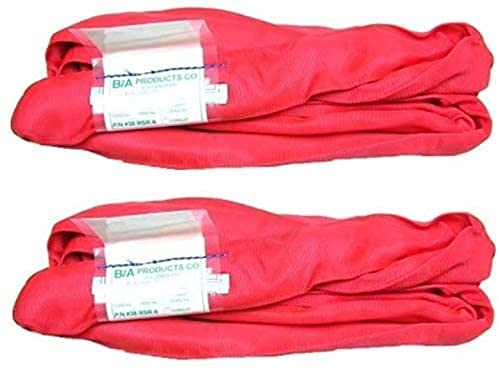 Qty. 2, BA Products 38-RSR-6-x2, 6' Red Round Sling/Endless Loop for Wrecker, Tow Truck, Crane, Lifting Strap