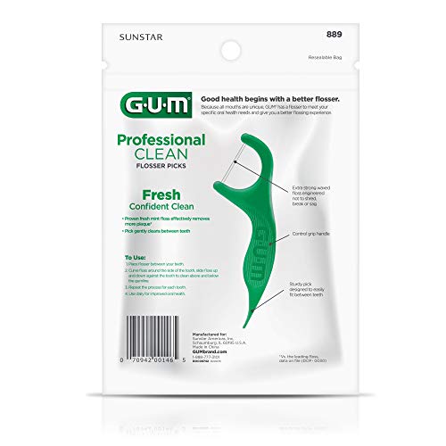 Gum - 889Dd Professional Clean Flossers Extra Strong Flosser Pick, Fresh Mint, 150 Count (Pack Of 4) #TOP1