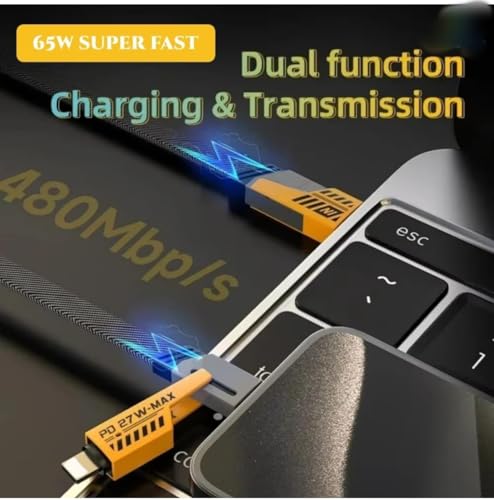 Image of 4 in 1 Cable | Gold Plated Ports | Ultra Fast Charging & Data Transfer | Supporting Thunderbolt, Type C, Lighning, Type A for All Phones & Laptop