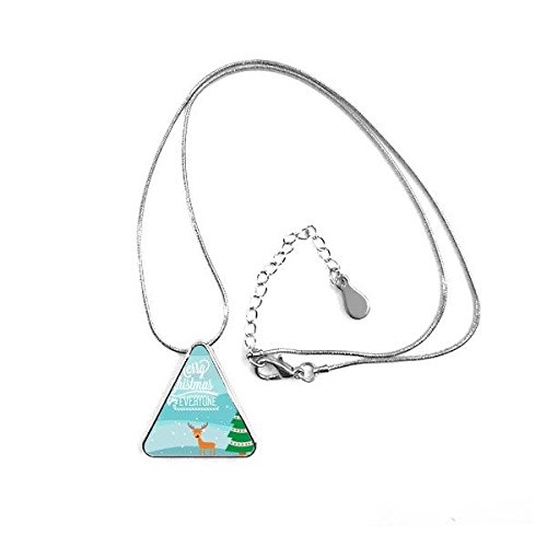 Collier Noël pendentif triangle avec motif cerf et arbre pour l'hiver et les fêtes