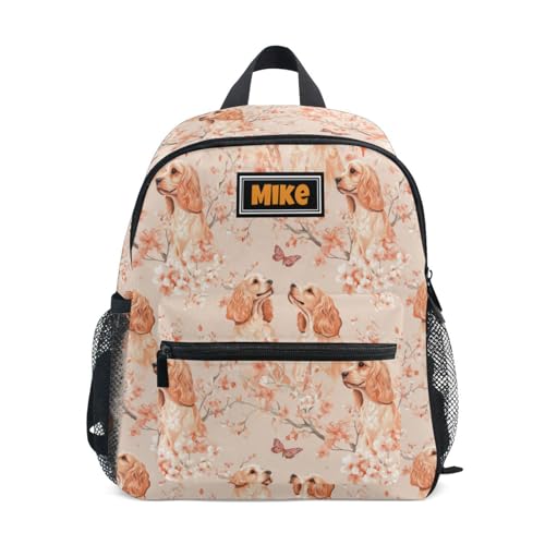 Custom Kids Backpack Add Name Here Made Personalized Boy's Girl's Waterproof Outdoor Backpack Aesthetic Cocker Spaniel Dogs Blush