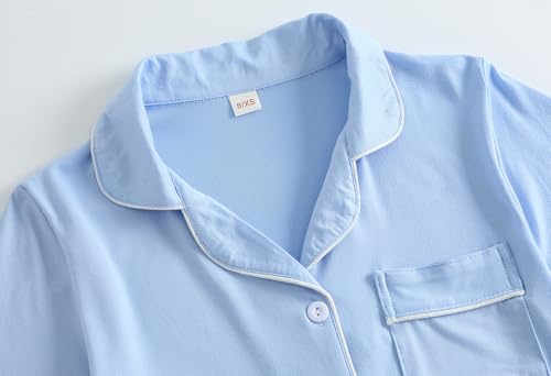 Vopmocld Unisex Kids Button Down Pajama Sets Short Sleeve & Shorts Solid Color Teens Outfit with Pockets Lounge Sets2