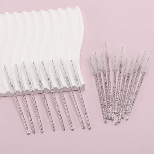 Image of Tbestmax 300 Pcs Disposable Spoolies, Mascara Wand Eyelashes Brushes Applicator for Eyebrow Eye Lash Extension Black Stick White Head