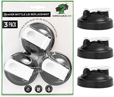 Shaker Bottle Replacement Lid Cap Top – Upgraded 2025 Version – Leak Proof & Compatible with One Brand Only (Initials of Brand are ‘BB’) – Flat & Round Base Bottles (3 Pack)