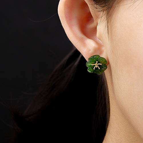 Boucles d'oreilles jaspe Hetian argent 925 anti-allergie haute qualité