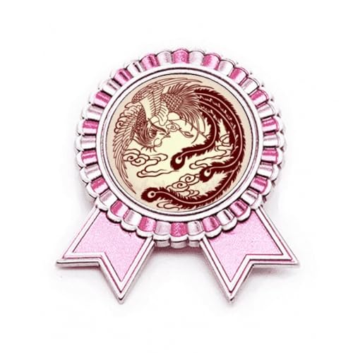 Broche rose phénix en métal taille M pour accessoire de veste