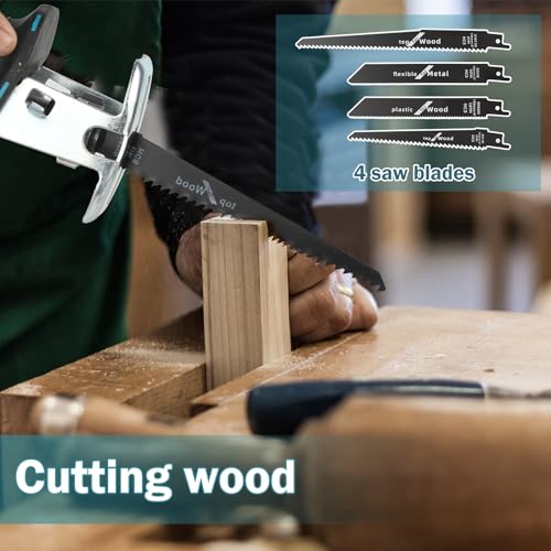 Cordless Reciprocating Saw, Electric Wood Saw with 4 Saw Blades, Portable Power Hand Saw for Metal, Wood, PVC Pipe Cutting, Tree Pruning (Set) 5 Cordless Reciprocating Saw, Electric Wood Saw with 4 Saw Blades, Portable Power Hand Saw for Metal, Wood, PVC Pipe Cutting, Tree Pruning (Set) - Image 5