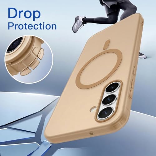 Image of DIZORO Matte Case for Samsung Galaxy S24 Compatible with MagSafe, Camera Lens Full Protection, Shockproof Translucent Frosted TPU Soft Phone Cover, Anti-Fingerprint (Desert)
