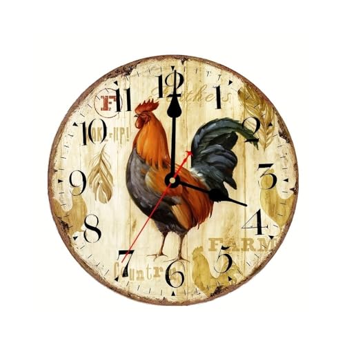 Horloge murale en bois XJBTBA sans fil à piles pour décorer un mur vide
