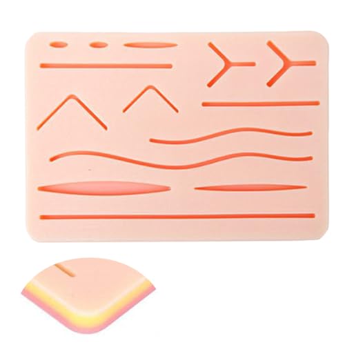 Image of Suture Practice Pad with 14 Pre-Cut Incisions Durable Three-Layer Suture Pad for Students Training Sutures Practice Kit