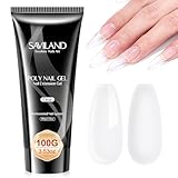 SAVILAND Hema-Free Large Clear Poly Gel: 100g Natural Nail Extension Poly Hard Gels For Starter Salon-Like Strengthener Long Lasting Poly Nail Gel for Beginner & Professional DIY at-Home