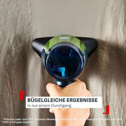 Tefal Aero Steam Dampfglätter – 1400W, Keramik-Bügelsohle, 20 g/Min. Dampf, 3 Modi & Turbo-Saugfunktion, 100 ml abnehmbarer Tank, schnelle faltenfreie Ergebnisse, für Kleidung & Textilien, Blau/Grün