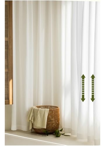 Rideau semi transparent gaze blanche solide Beydodo 132x274 oeillets - 6