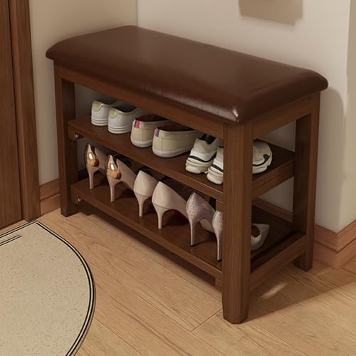 Étagère à chaussures avec banc de rangement rembourré 2 niveaux pour salon