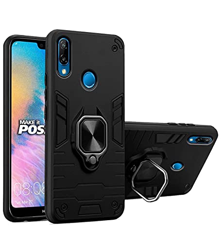 Image of Pikkme D5 Tough Armor Bumper Back Cover Case for Honor P20 Lite |Ring Holder & Kickstand in-Built (Black)