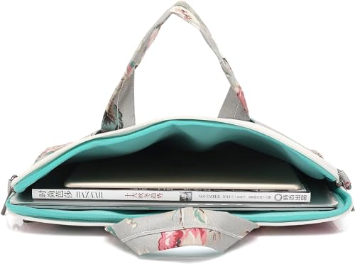 Canvaslove Laptop Shoulder Messenger Bag for MacBook Air 13 inch,MacBook 14 inch and 13.3 Inch-14 inch Laptop (Grey Rose)4