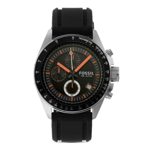 Fossil Mens Chronograph Quartz Watch with Silicone Strap CH2647 Black/Black