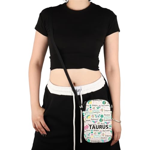 VAMSII Taurus Zodiac Inspired Gift Taurus Words Crossbody Bag Astrology Lover Travel Bag Zodiac Taurus Merch4