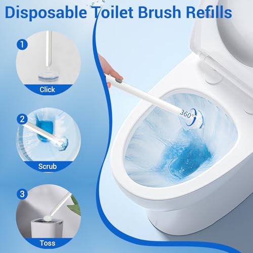 Sagry 50 Counts Disposable Toilet Bowl Wand Refills, 5X Cleaning Power Toilet Cleaner Refill Pads, Deep Cleaning, No Falling Apart, Fresh Fragrance, Compatible with Most Toilet Brushes - Thumbnail 6
