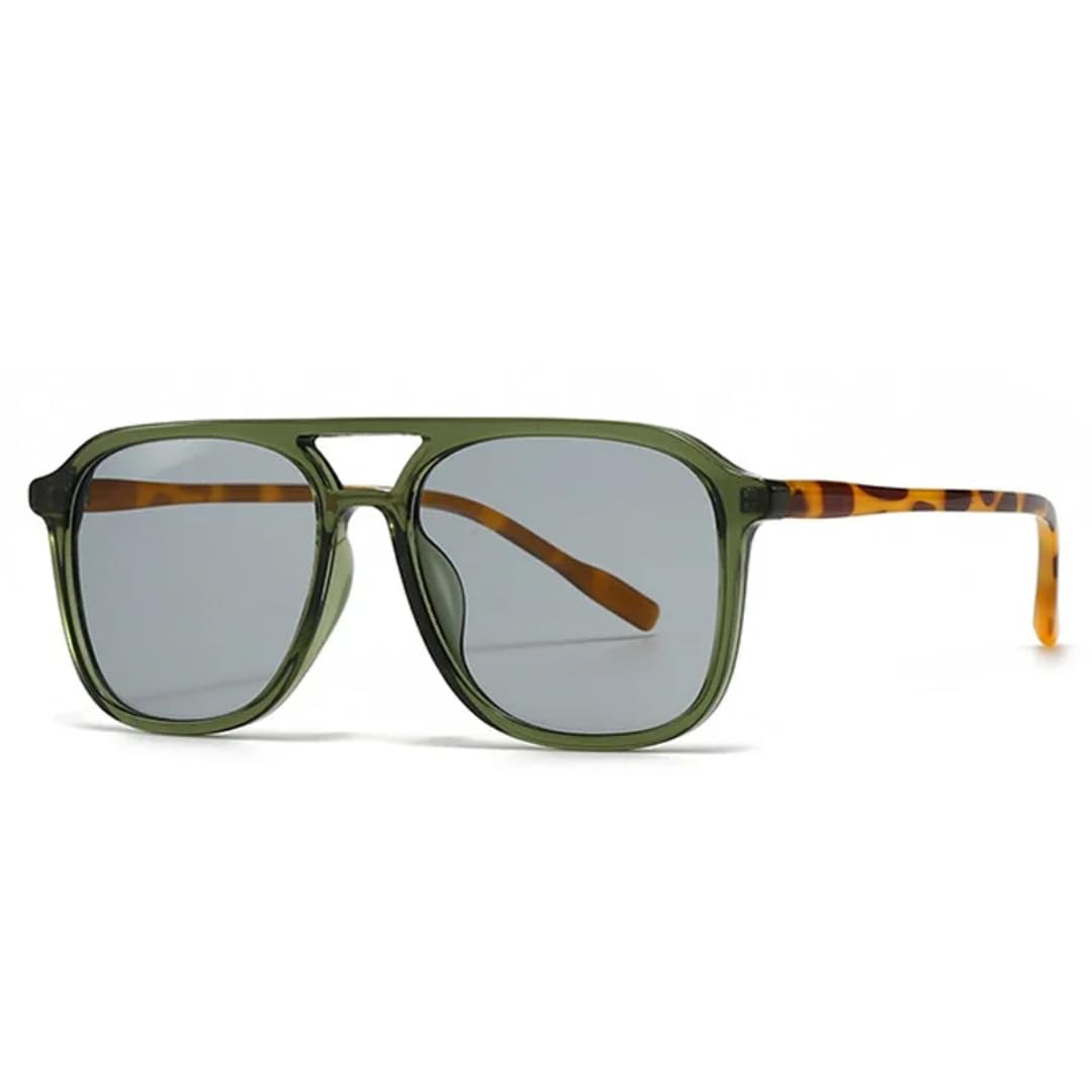 Lunettes de soleil tendance dégradé bleu vert avec double pont métallique - 8