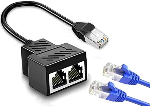 MVBOONE Ethernet Splitter 1 to 2 RJ45 Network Male to Female Adapter, Suitable Super Cat5-7, Cmpatible with ADSL/Hubs/TVs/Set-top Boxes/Routers/Wireless Devices/Computers