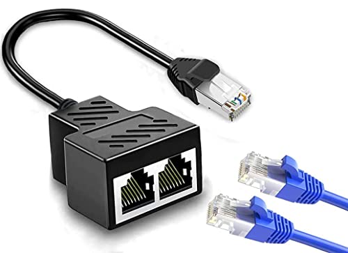 Mvboone Ethernet Splitter 1 To 2 Rj45 Network Male To Female Adapter, Suitable Super Cat5-7, Cmpatible With Adsl/Hubs/Tvs/Set-Top Boxes/Routers/Wireless Devices/Computers #TOP7