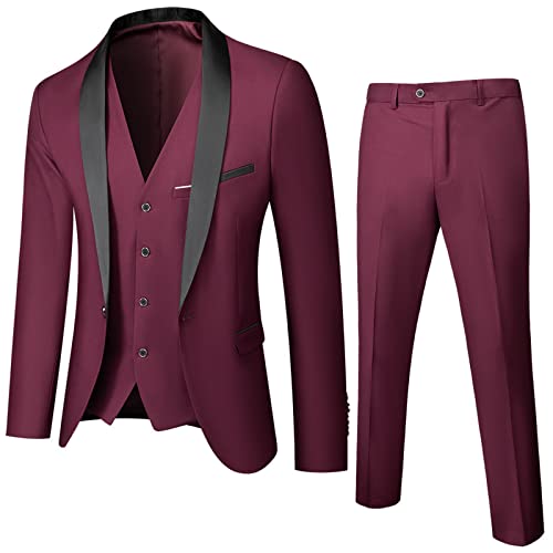 Men's Suit Autumn Wedding Party 3-Piece Set Large Size Male Blazer Coat Pants and Vest Fashion Slim Mens Suits