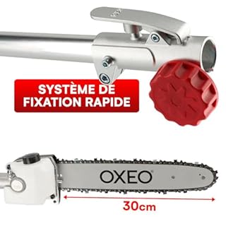 Elagueuse thermique sur perche - Moteur 2 temps 52 cm3-2 rallonges extensions - Longueur totale 4.06m - Guide chaîne 30cm