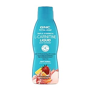 GNC Total Lean Triple Strength L-Carnitine Liquid | Supports Fatty Acid Metabolism and Helps to Fuel Muscle Recovery, Sugar Free | Fruit Punch | 16 fl.oz