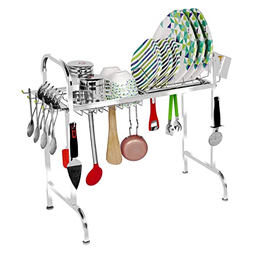 Image of Fortune Blu Stainless Steel Over The Sink Dish Drying Rack 24 Inch | 1-Tier Utensil Holder | Counter Top Sink Rack | Standing Shelf for Organize Kitchen (1 Shelf)