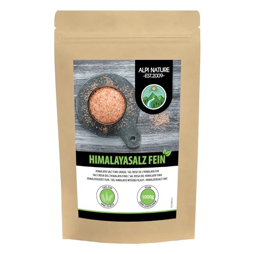 Alpi Nature Himalaya Salz fein 1kg, rosa Salz aus den Khewra-Salzminen in Punjab, Pakistan, Kristallsalz Himalaya