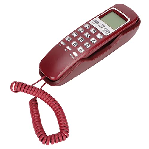 Elprico Teléfono Con Cable y Pantalla LCD - Compatible Con Función REDLAL - Teléfono Fijo Para Oficina en Casa (Rojo)