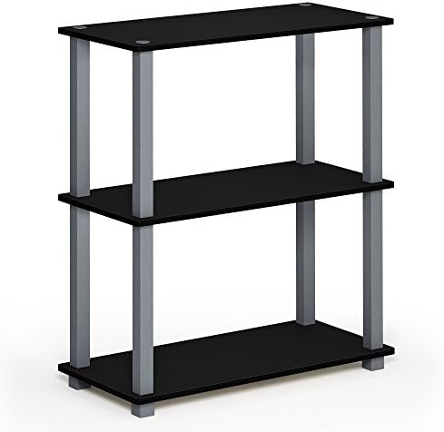 Furinno Turn-N-Tube 3-Tier Compact Multipurpose Shelf Display Rack, Standing Shelf, French Oak/ Black