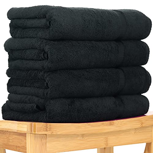 Luxury Hotel & Spa Quality Collection Highly Absorbent, Quick Dry 100% Turkish Cotton 700 GSM, Eco Friendly Towel, for Bathroom Dobby Border Soft Bath Towel Set 27 X 54 -Black, Bath Towels - Set of 4 - Thumbnail 2
