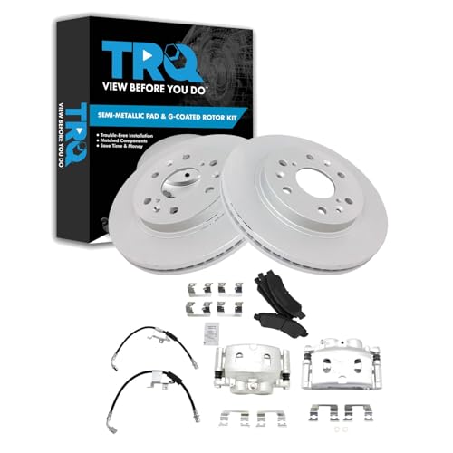 TRQ Brake Pad & Rotor Kit Premium G-Coated Semi-Metallic Front Compatible with 08 Avalanche Escalade Escalade ESV Escalade EXT 07-08 Sierra 1500 Silverado 1500 Suburban 1500 Tahoe Yukon Yukon XL 1500