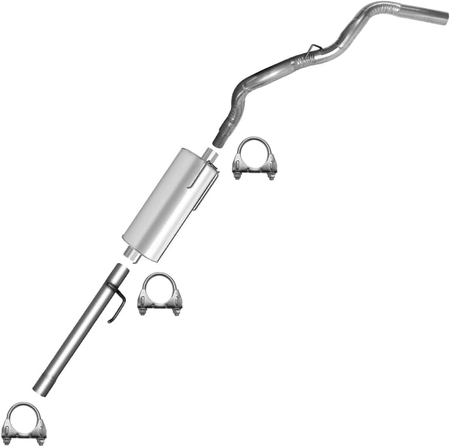 Northeastern Exhaust | Direct Fit Extension Pipe Muffler and Stainless Steel Tail Pipe Exhaust System Kit Compatible for Dodge Ram1500 2002-2005 3.7L 4.7L 5.9L | 140.5" WB | Free Clamps Included