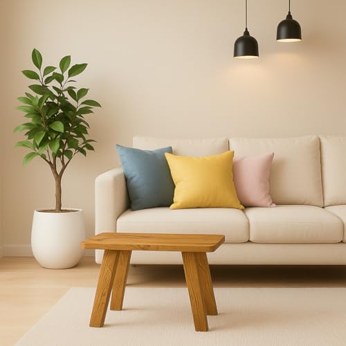 Image of SBF Furniture Mini Rectangle Side Table, 35 cm, Matte Finish, Modern Minimalist Design, 4 Angled Legs (Yellow)