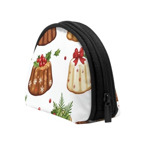 Portable Coin Purse Christmas-Cakes-Pattern Mini Zippered Money Pouch Card Holder4