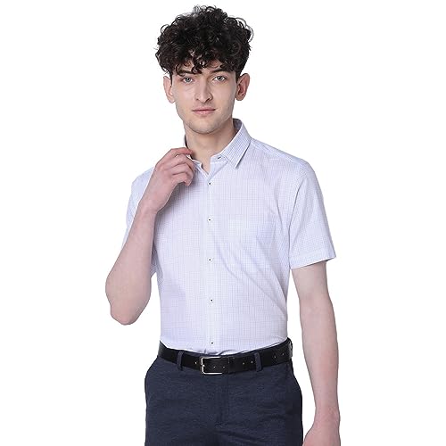 Image of J. HAMPSTEAD Cotton Regular Fit Checks Formal Shirt for Men (JS11053H)