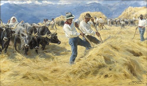 Pintura mural Trillando en los Abruzos en lienzo de alta calidad de 60x90cm por Peder Kroyer